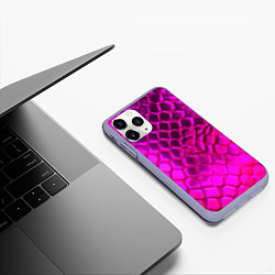 Чехол iPhone 11 Pro матовый Объемные розовые соты, цвет: 3D-светло-сиреневый — фото 2