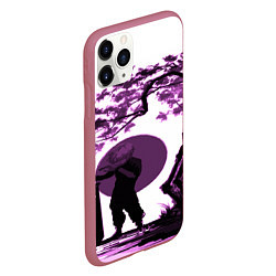 Чехол iPhone 11 Pro матовый Канеки самурай под сакурой, цвет: 3D-малиновый — фото 2