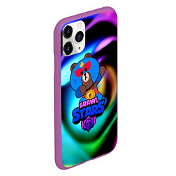 Чехол iPhone 11 Pro матовый Brawl stars neon teddy, цвет: 3D-фиолетовый — фото 2