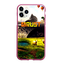 Чехол iPhone 11 Pro матовый Rust poster game, цвет: 3D-малиновый