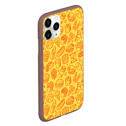 Чехол iPhone 11 Pro матовый Фастфуд - жёлтый, цвет: 3D-коричневый — фото 2