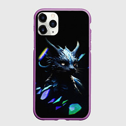 Чехол iPhone 11 Pro матовый Кот дракон, цвет: 3D-фиолетовый
