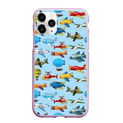 Чехол iPhone 11 Pro матовый Самолёты и вертолёты, цвет: 3D-розовый