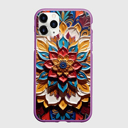 Чехол iPhone 11 Pro матовый Цветок масляные краски, цвет: 3D-фиолетовый