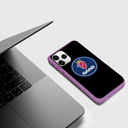 Чехол iPhone 11 Pro матовый Saab sport auto car, цвет: 3D-фиолетовый — фото 2
