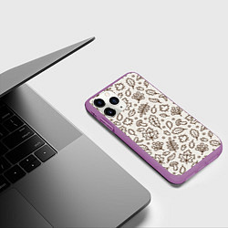 Чехол iPhone 11 Pro матовый Осень - бежевый 2, цвет: 3D-фиолетовый — фото 2