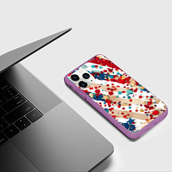 Чехол iPhone 11 Pro матовый Новогодние линии красный синий, цвет: 3D-фиолетовый — фото 2
