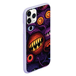 Чехол iPhone 11 Pro матовый Хэллоуинские зубастики, цвет: 3D-светло-сиреневый — фото 2