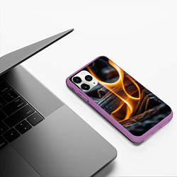 Чехол iPhone 11 Pro матовый Дрова в костре - нейросеть, цвет: 3D-фиолетовый — фото 2