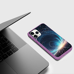 Чехол iPhone 11 Pro матовый Космический абстрактный узор - нейросеть, цвет: 3D-фиолетовый — фото 2