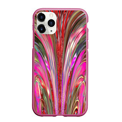 Чехол iPhone 11 Pro матовый Размытый узор с розовыми и серыми тонами, цвет: 3D-малиновый