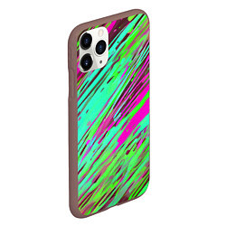 Чехол iPhone 11 Pro матовый Разноцветные брызги зелёные и розовые, цвет: 3D-коричневый — фото 2