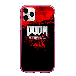 Чехол iPhone 11 Pro матовый Doom blood game, цвет: 3D-малиновый