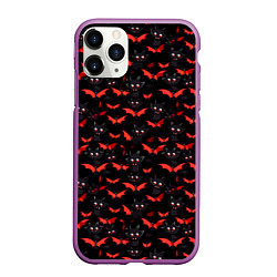 Чехол iPhone 11 Pro матовый Летучие мыши на Хеллоуин, цвет: 3D-фиолетовый