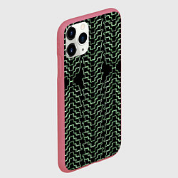 Чехол iPhone 11 Pro матовый Неоновая кибер-кольчуга зелёная, цвет: 3D-малиновый — фото 2