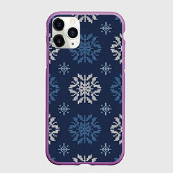 Чехол iPhone 11 Pro матовый Снежинки спицами - узоры зимы, цвет: 3D-фиолетовый