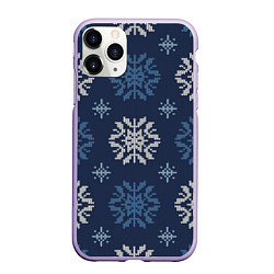 Чехол iPhone 11 Pro матовый Снежинки спицами - узоры зимы, цвет: 3D-светло-сиреневый