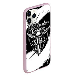 Чехол iPhone 11 Pro матовый Baldurs gate 3 - белые завихрения, цвет: 3D-розовый — фото 2