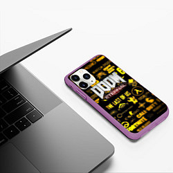 Чехол iPhone 11 Pro матовый Doom золотые логотипы игр, цвет: 3D-фиолетовый — фото 2
