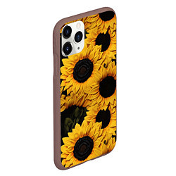 Чехол iPhone 11 Pro матовый Подсолнухи объемными мазками от нейросети, цвет: 3D-коричневый — фото 2