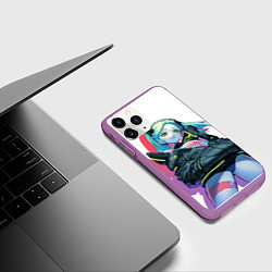 Чехол iPhone 11 Pro матовый Ребекка cyberpunk, цвет: 3D-фиолетовый — фото 2