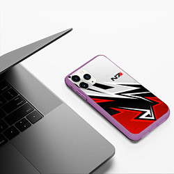 Чехол iPhone 11 Pro матовый N7 mass effect - white and red, цвет: 3D-фиолетовый — фото 2