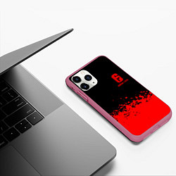 Чехол iPhone 11 Pro матовый Rainbow Six красные краски, цвет: 3D-малиновый — фото 2