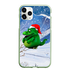 Чехол iPhone 11 Pro матовый Толстый дракон на снежном фоне