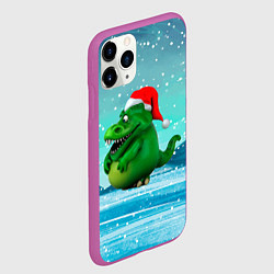 Чехол iPhone 11 Pro матовый Дракон заснеженный фон, цвет: 3D-фиолетовый — фото 2