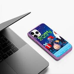 Чехол iPhone 11 Pro матовый Cиний дракон, цвет: 3D-фиолетовый — фото 2