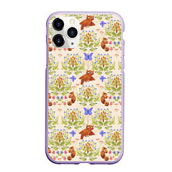 Чехол iPhone 11 Pro матовый Сказочный лес бурундук и сова в деревьях, цвет: 3D-светло-сиреневый