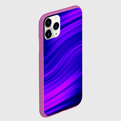 Чехол iPhone 11 Pro матовый Волнистый абстрактный узор в синих и малиновых тон, цвет: 3D-фиолетовый — фото 2