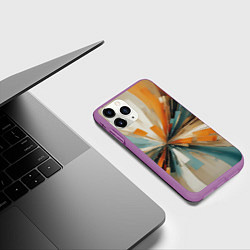 Чехол iPhone 11 Pro матовый Цветная абстракция - нейросеть, цвет: 3D-фиолетовый — фото 2