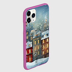 Чехол iPhone 11 Pro матовый Новогодний городок, цвет: 3D-фиолетовый — фото 2