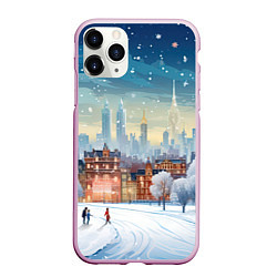 Чехол iPhone 11 Pro матовый Новогодний городок, цвет: 3D-розовый