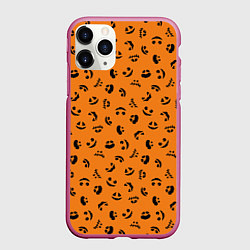 Чехол iPhone 11 Pro матовый Тыквенный узор, цвет: 3D-малиновый