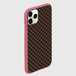 Чехол iPhone 11 Pro матовый Коричневый клетчатый узор, цвет: 3D-малиновый — фото 2