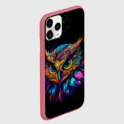 Чехол iPhone 11 Pro матовый Разноцветная цифровая сова - нейросеть, цвет: 3D-малиновый — фото 2