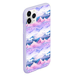 Чехол iPhone 11 Pro матовый Розовые горы паттерн, цвет: 3D-светло-сиреневый — фото 2