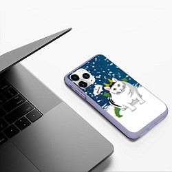 Чехол iPhone 11 Pro матовый Я дракон - кот, цвет: 3D-светло-сиреневый — фото 2