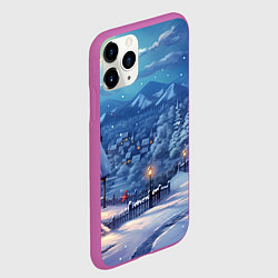 Чехол iPhone 11 Pro матовый Предновогоняя ночь, цвет: 3D-фиолетовый — фото 2