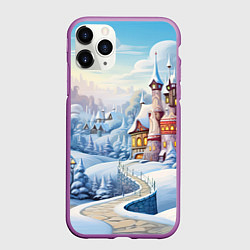Чехол iPhone 11 Pro матовый Новогодний городок, цвет: 3D-фиолетовый