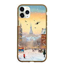 Чехол iPhone 11 Pro матовый Новогодний городок, цвет: 3D-коричневый