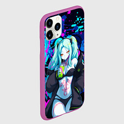 Чехол iPhone 11 Pro матовый Ребекка и граффити - киберпанк, цвет: 3D-фиолетовый — фото 2