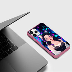 Чехол iPhone 11 Pro матовый Шинобу ахегао, цвет: 3D-малиновый — фото 2