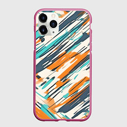 Чехол iPhone 11 Pro матовый Абстракция разноцветная, цвет: 3D-малиновый