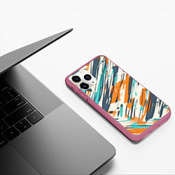 Чехол iPhone 11 Pro матовый Абстракция разноцветная, цвет: 3D-малиновый — фото 2