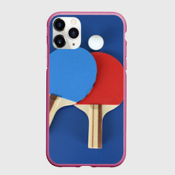 Чехол iPhone 11 Pro матовый Теннисные ракетки, цвет: 3D-малиновый