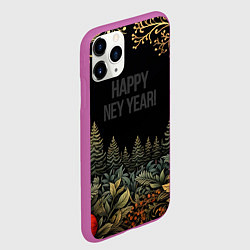 Чехол iPhone 11 Pro матовый Happy new year black style, цвет: 3D-фиолетовый — фото 2