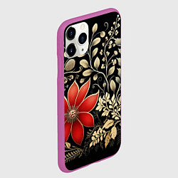 Чехол iPhone 11 Pro матовый Новогодние цветы и листья, цвет: 3D-фиолетовый — фото 2